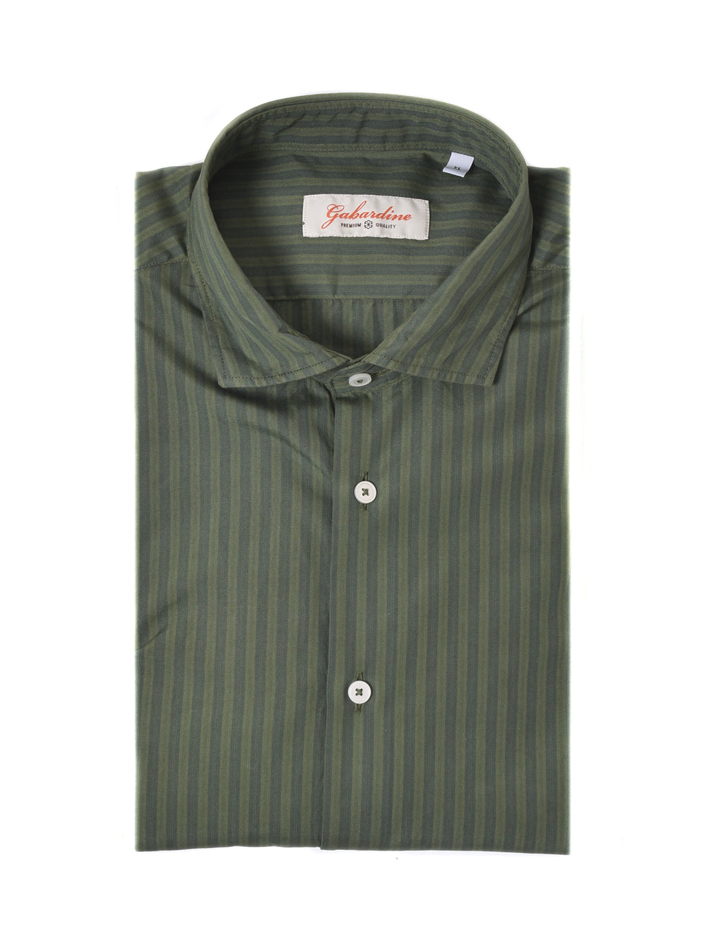 GABARDINE Camicia verde militare a righe in cotone