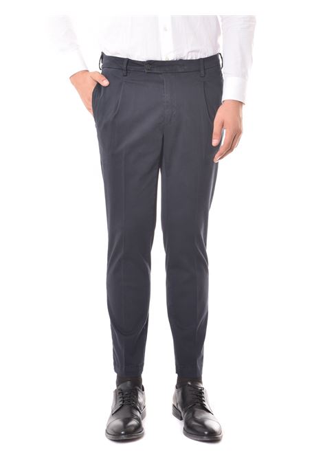 Pantalone Chicago Con Pence In Cotone Blu Navy